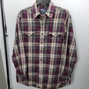 Polo Ralph Lauren Blue Label Woodsman Wirkshirt Plaid Mens Size Medium